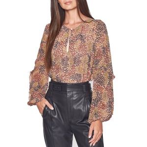 JOIE Baltasar Silk Blouse Long Sleeve Tulip Ruffle